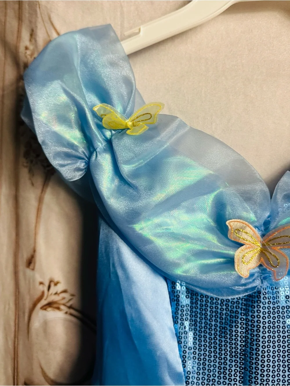 Disguise Light Blue Sparkle Princess Dress with Butterfly Accent